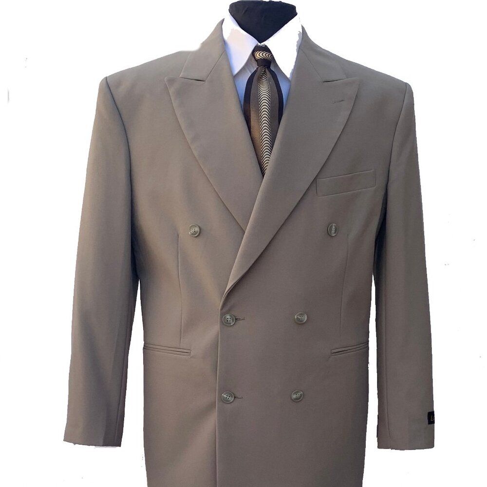 LUCELLI 2 PIECE MEN'S SUIT HIGH QUALITY DOUBLE BRASH POLYESTER 6B WOOL TOUCH